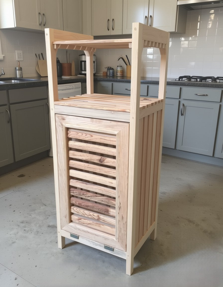 Multi-Purpose Wooden Organizer β Laundry Hamper, Bread Storage & Shelf Rack | Rustic Home Decor