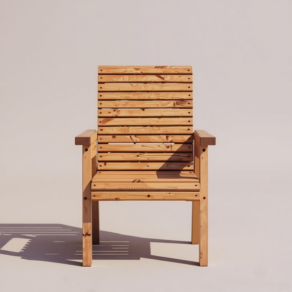 Rustic Solid Wood Slatted Armchair
