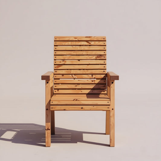 Rustic Solid Wood Slatted Armchair