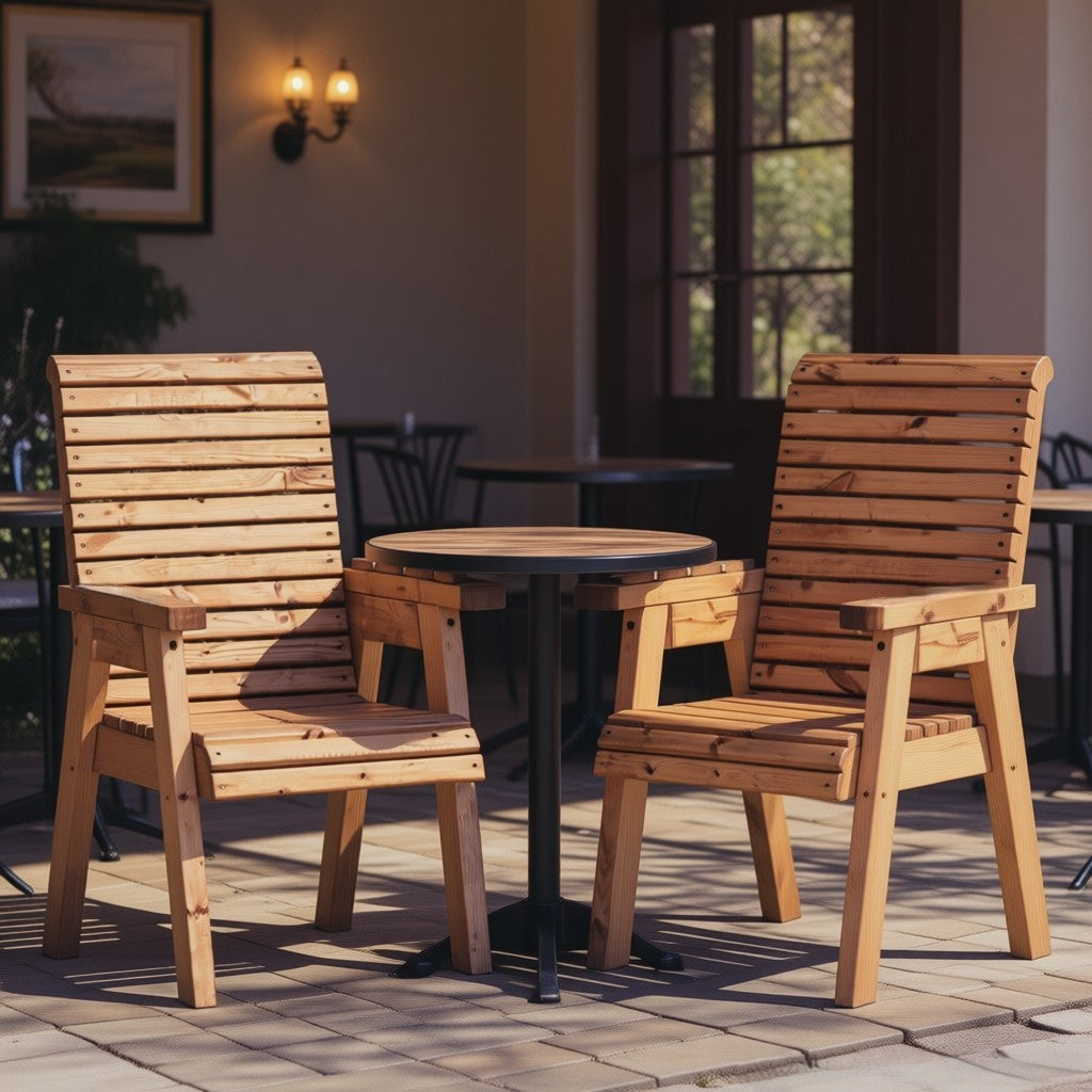 Rustic Solid Wood Slatted Armchair
