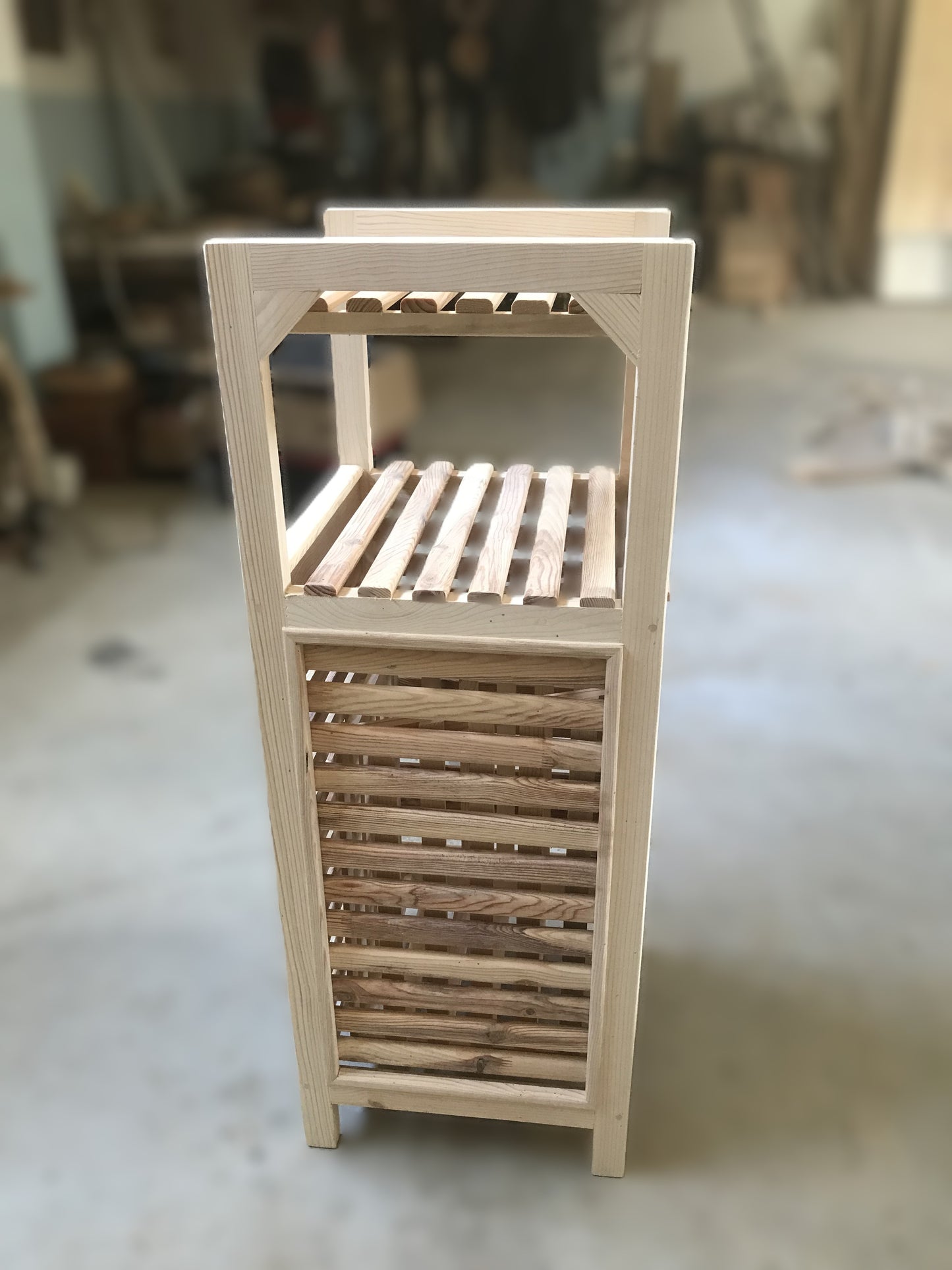 Multi-Purpose Wooden Organizer β Laundry Hamper, Bread Storage & Shelf Rack | Rustic Home Decor