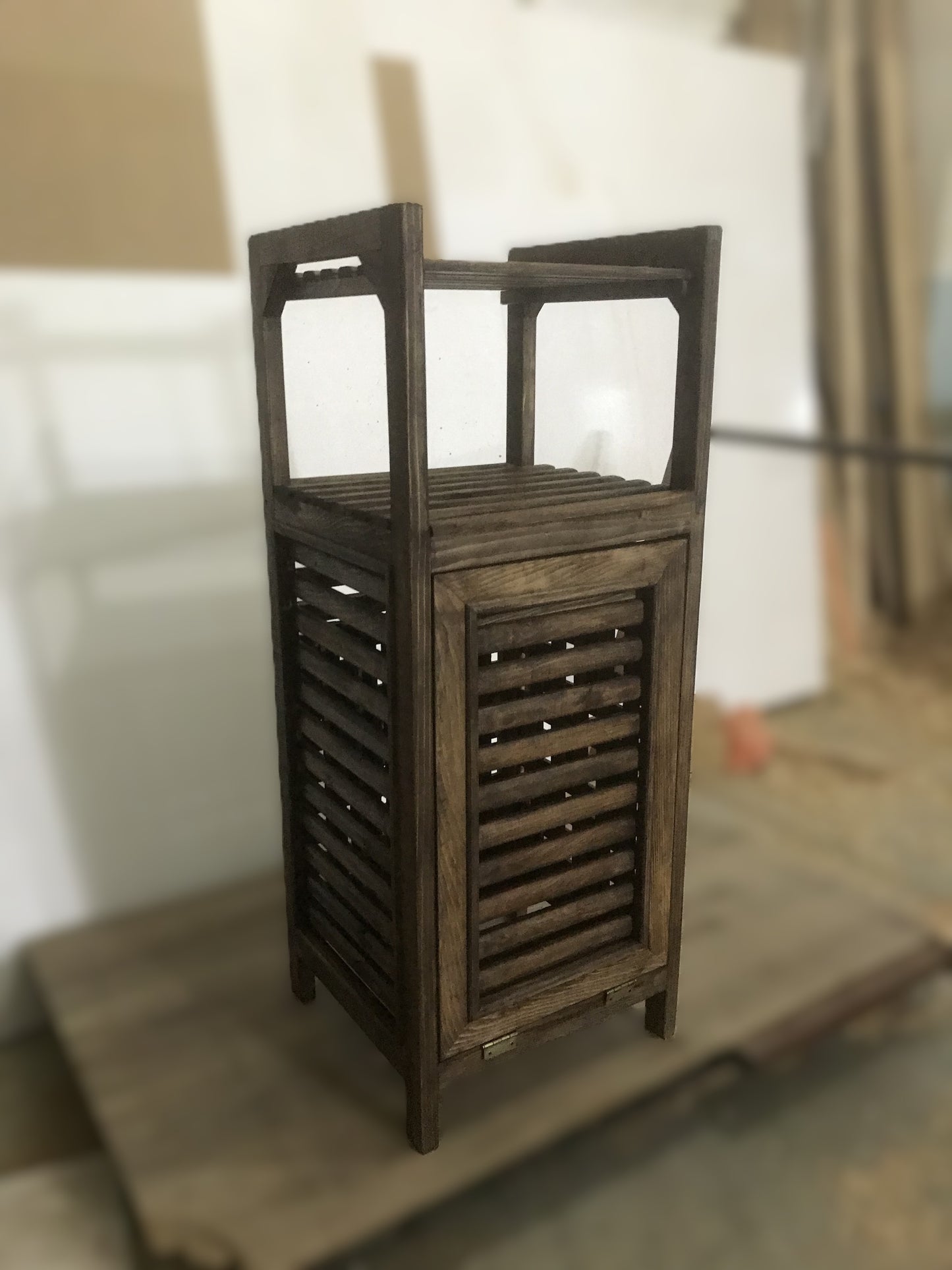 Multi-Purpose Wooden Organizer β Laundry Hamper, Bread Storage & Shelf Rack | Rustic Home Decor
