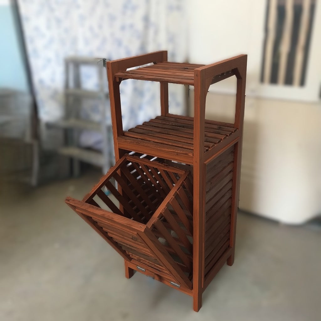 Multi-Purpose Wooden Organizer β Laundry Hamper, Bread Storage & Shelf Rack | Rustic Home Decor