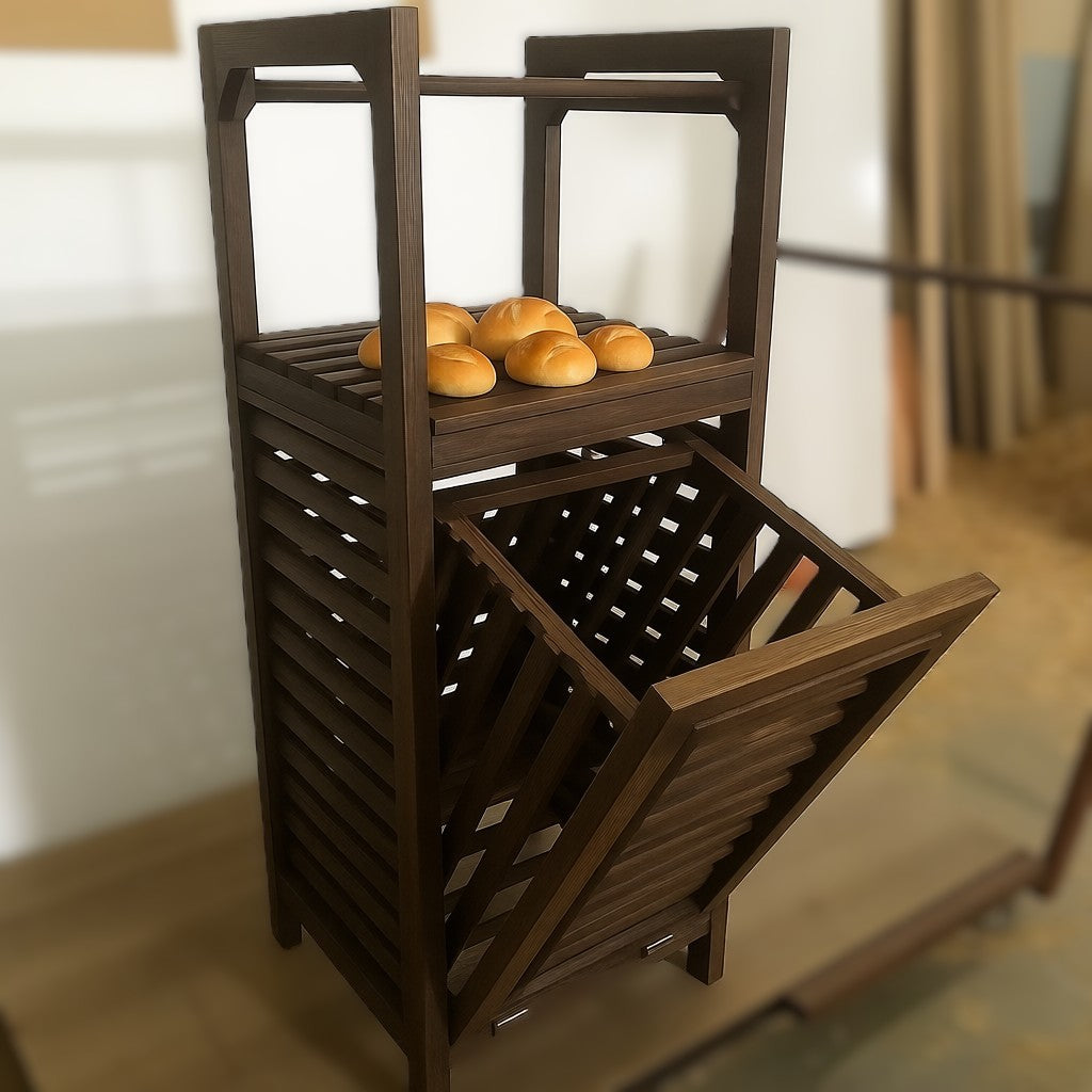 Multi-Purpose Wooden Organizer β Laundry Hamper, Bread Storage & Shelf Rack | Rustic Home Decor