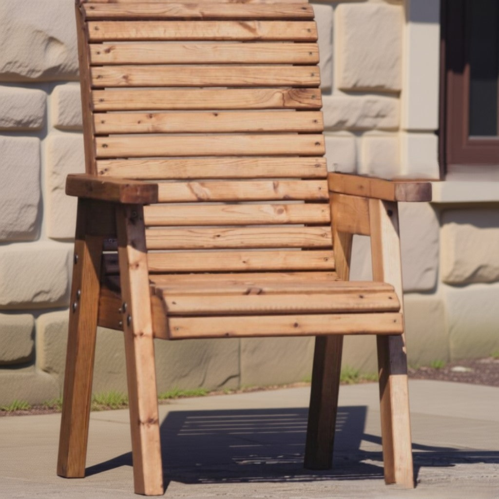 Rustic Solid Wood Slatted Armchair