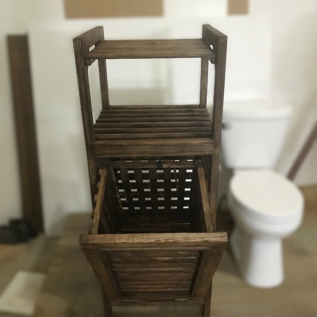 Multi-Purpose Wooden Organizer β Laundry Hamper, Bread Storage & Shelf Rack | Rustic Home Decor