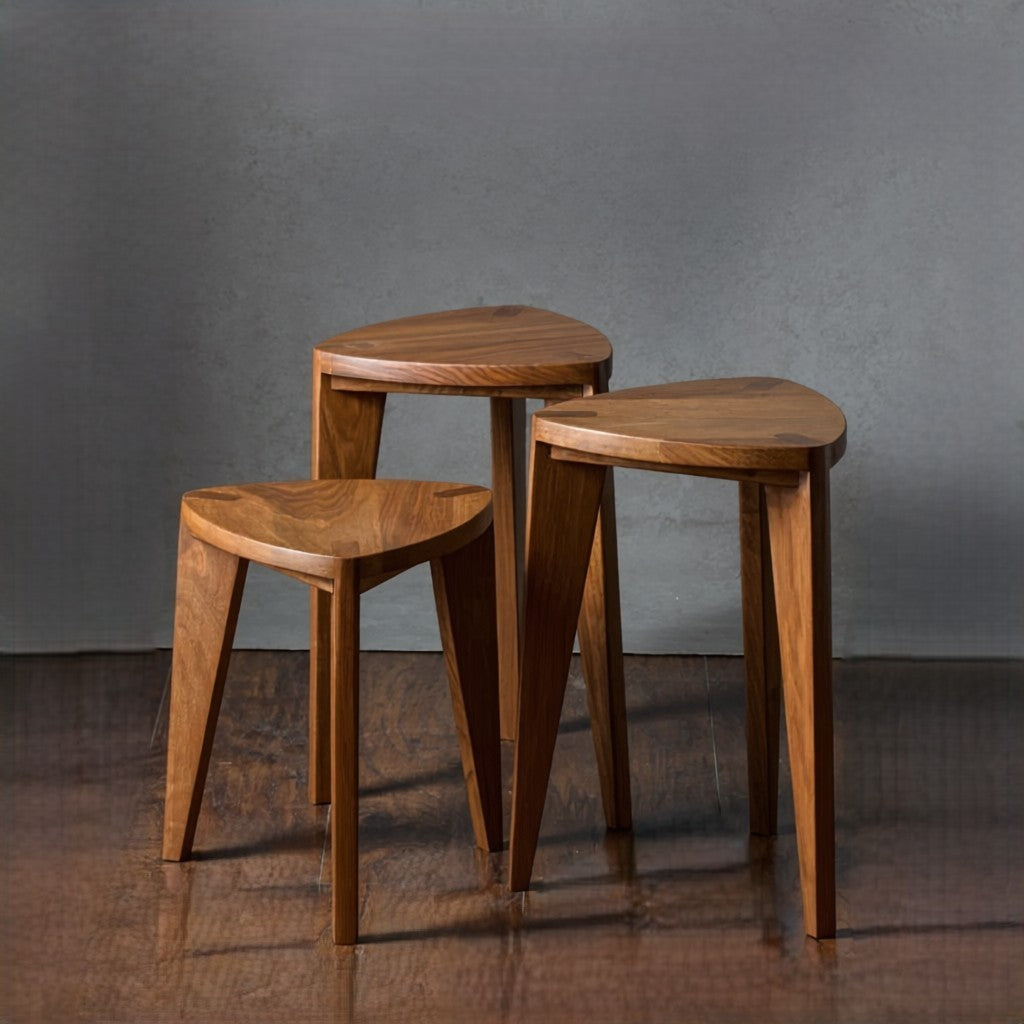 Rustic Wooden Stool – Handmade Small Bench, Solid Wood Farmhouse Tabouret, Minimalist Decor Seat