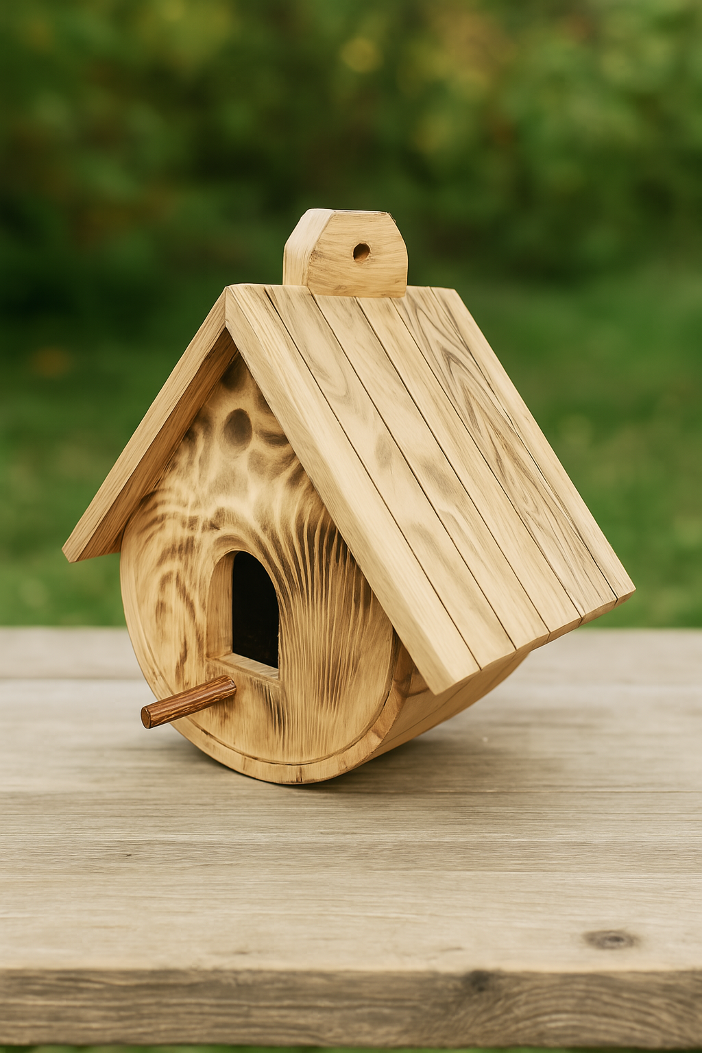 Handmade Wooden Birdhouse – Rustic Outdoor Bird Nest Box for Garden, Balcony & Backyard | Natural Wood Bird Feeder Shelter
