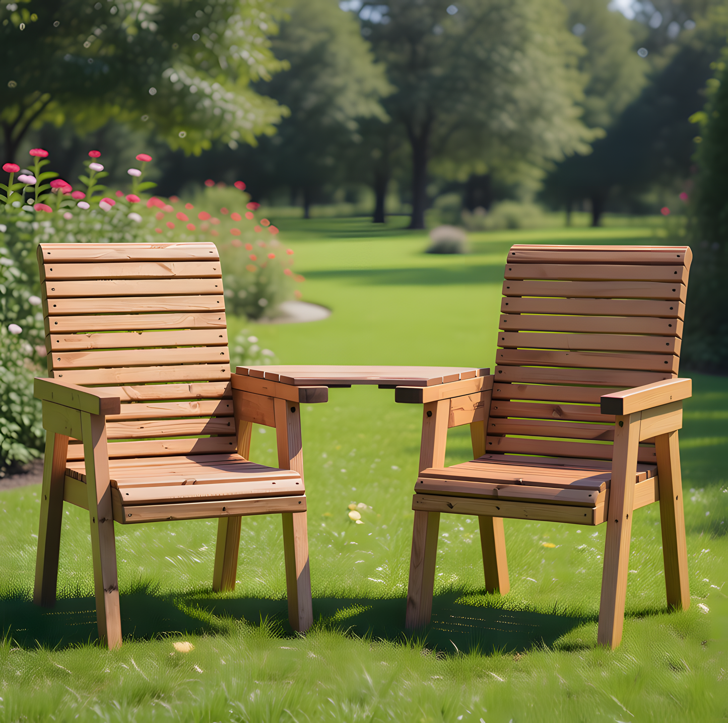 Rustic Solid Wood Slatted Armchair