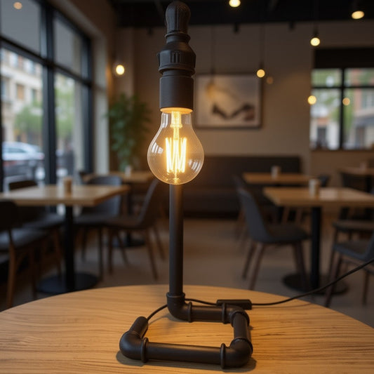 Table Top Decorative Lighting , Industrial Rustic Pipe Table Lamp – Handmade Steampunk Edison Desk Light