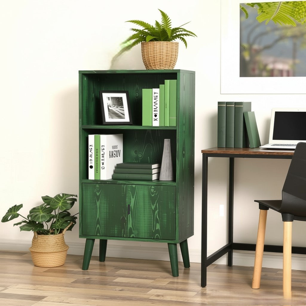 Rustic Wooden Bookcase | Solid Wood Library Cabinet | Handmade Furniture