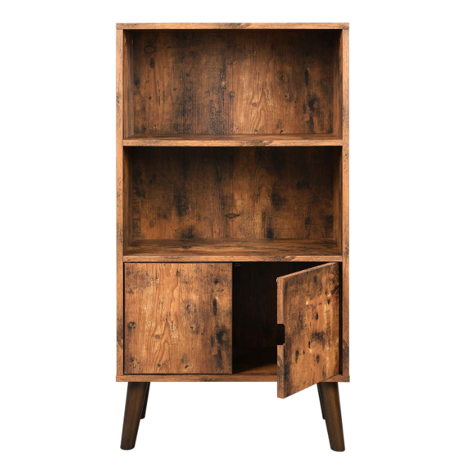 Rustic Wooden Bookcase | Solid Wood Library Cabinet | Handmade Furniture