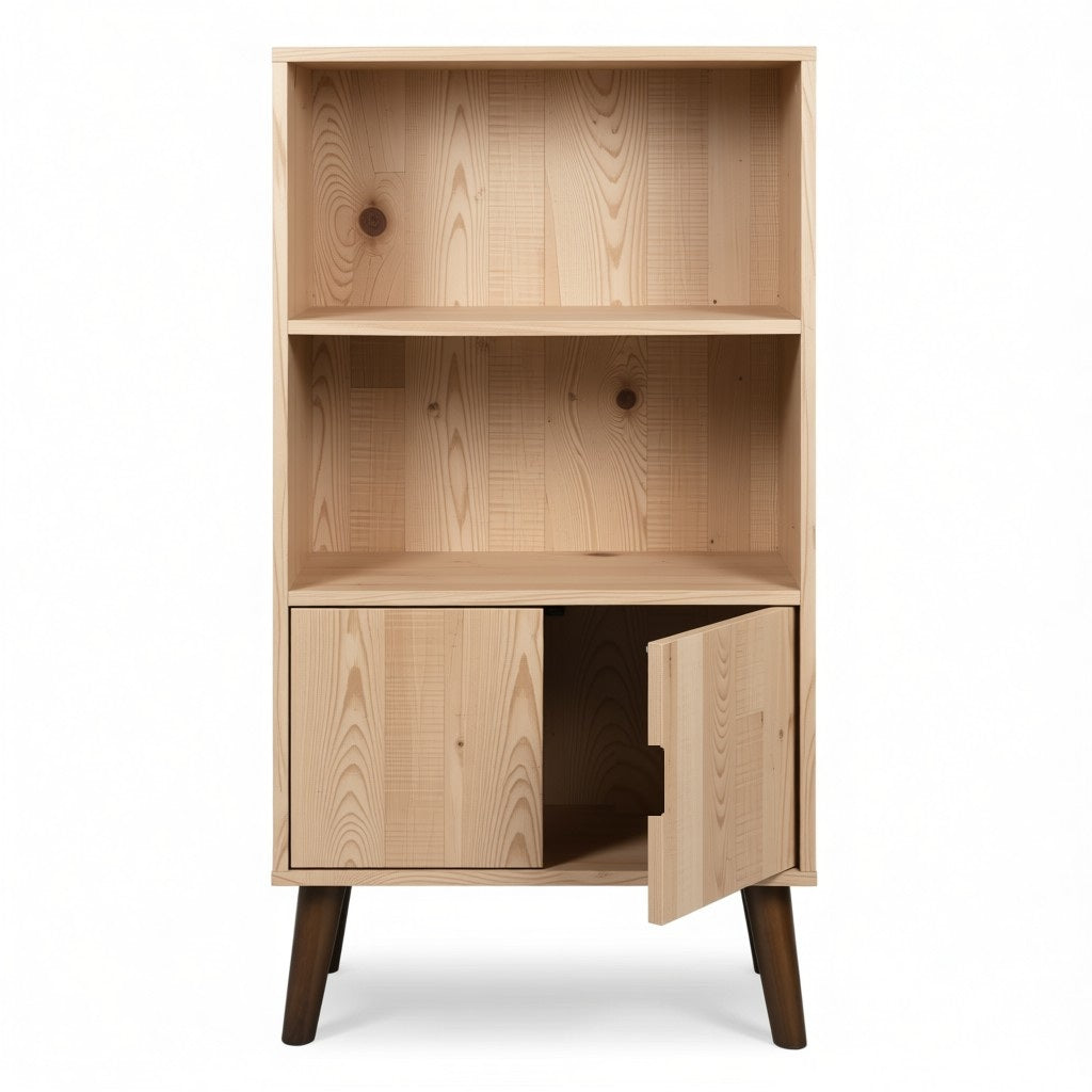 Rustic Wooden Bookcase | Solid Wood Library Cabinet | Handmade Furniture