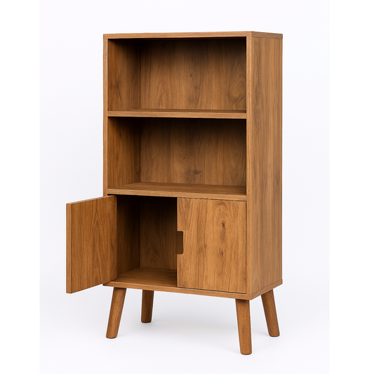 Rustic Wooden Bookcase | Solid Wood Library Cabinet | Handmade Furniture