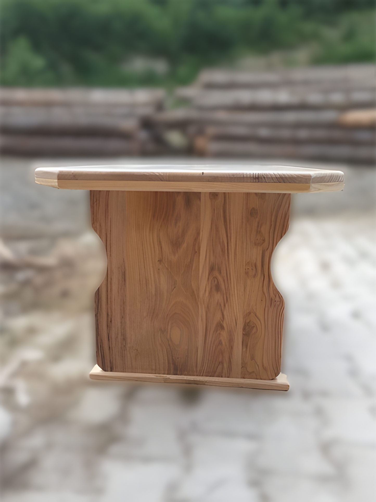 Rustic Wooden Coffee Table – Handmade Solid Wood, Farmhouse Style with Storage Shelf