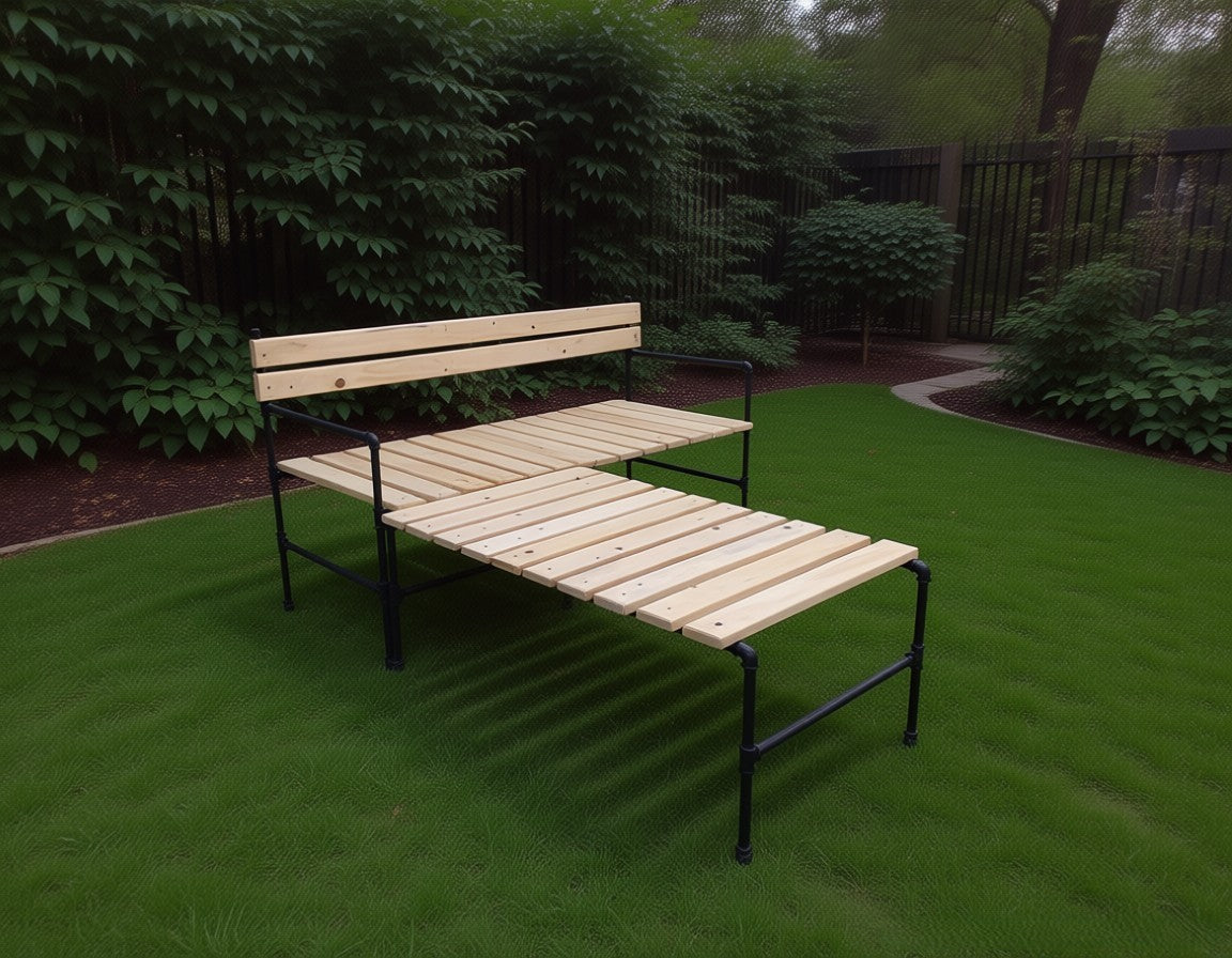 Rustic Wooden Corner Bench Set – Handmade Industrial Seating