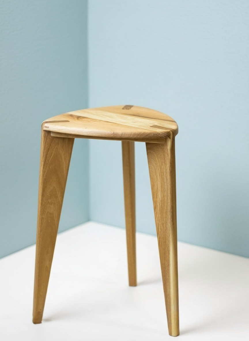 Rustic Wooden Stool – Handmade Small Bench, Solid Wood Farmhouse Tabouret, Minimalist Decor Seat