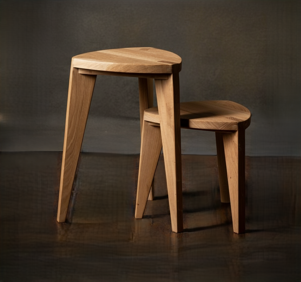 Rustic Wooden Stool – Handmade Small Bench, Solid Wood Farmhouse Tabouret, Minimalist Decor Seat