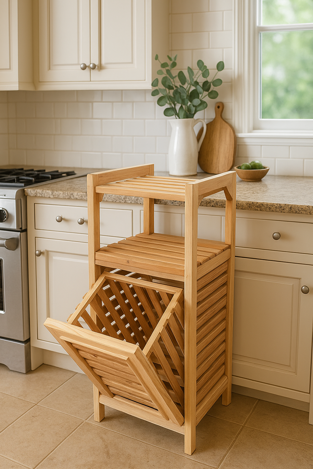 Multi-Purpose Wooden Organizer β Laundry Hamper, Bread Storage & Shelf Rack | Rustic Home Decor