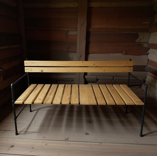 Handmade Rustic Wooden Bench with Backrest - Industrial Pipe Solid Seating Area for Homes and Cafes